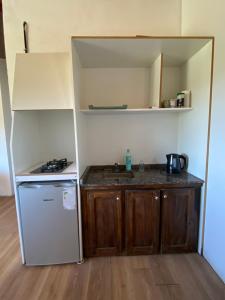 La Cuesta في فيلا كورا بروشيرو: مطبخ صغير مع موقد وثلاجة