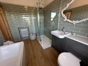 un bagno con wc, lavandino e doccia di Cartrefle - A Charming Welsh Escape perfect for families a St Clears Altre 34 foto