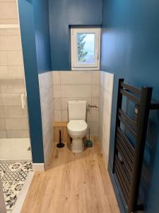 モンティエ・アン・デにあるLe Refuge de Raoulのトイレと窓のある小さなバスルーム