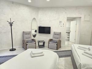 Μια τηλεόραση ή/και κέντρο ψυχαγωγίας στο Ornament Hotel and Apartments