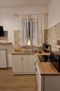 a kitchen with a sink and a counter top at La Petite Maison in Fiumicino