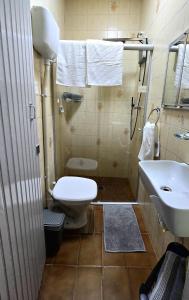 欧鲁普雷图Cantinho Mineiro Quarto Privativo 520M Do Centro的带马桶和水槽的小浴室