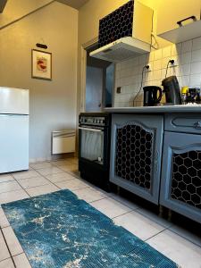 a kitchen with a stove and a refrigerator at Studio Cosy & Lumineux dans le centre-ville in Brive-la-Gaillarde +8 photos