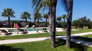 basen z palmami i leżakami w obiekcie Baglio Olivastro w mieście Digerbato