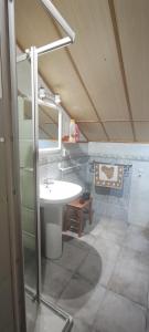 un baño con lavabo y espejo en La alacena de Jose y Rosi, en Sierra Nevada