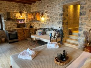 Η κουζίνα ή μικρή κουζίνα στο Villa Lagadaki the sea view