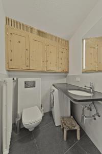 een badkamer met een wit toilet en een wastafel bij Chesa Prasura - Celerina in Celerina