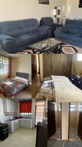 een collage van vier foto's van een woonkamer bij chomama homes in Ngong