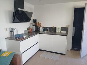 Η κουζίνα ή μικρή κουζίνα στο Strandhuussie Texel +6 φωτογραφίες