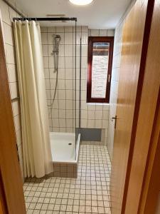 黑措根奥拉赫Herzo City Apartment - bis zu 8 Personen - 4 Schlafzimmer - Innenstadt的带淋浴和浴缸的浴室 更多2张照片