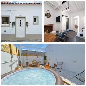 a collage of pictures of a house with a swimming pool at Refúgio do Alqueva in São Marcos do Campo