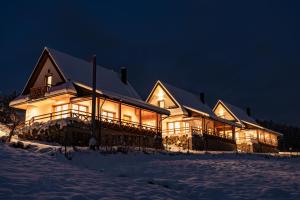een groot huis in de sneeuw 's nachts bij Burnosówka in Nowy Targ