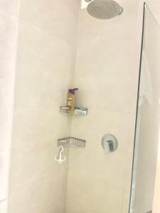 Corredor Suite - Eira Building - Santa Marta في سانتا مارتا: دش في الحمام مع باب زجاجي