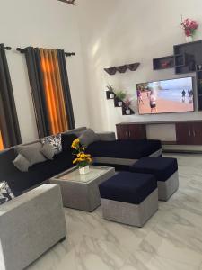 Телевизор и/или развлекательный центр в Chanu Villa