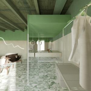 Et badeværelse på Terreno Barrio Hotel