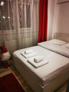 Un pat sau paturi într-o cameră la Cc Apartament Central