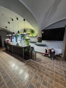 Un televizor și/sau centru de divertisment la Hostinec Lovecký zámeček +10 fotografii