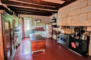 a kitchen with a stove and a counter in it at Gîte Gué Léger - Nature & Spa - Jacuzzi, Sauna - Piscine chauffée toute l'année - 15 pers in Chanceaux-près-Loches