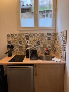 a kitchen with a sink and a counter top at Studio cosy en plein cœur du centre-ville in Avignon