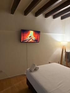 Μια τηλεόραση ή/και κέντρο ψυχαγωγίας στο Habitación privada