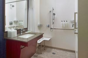 a bathroom with a sink and a shower at Fairfield Inn & Suites by Marriott Frederick in Frederick +37 photos