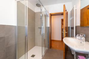 a bathroom with a shower and a sink at Sweet Loft in Sottoguda