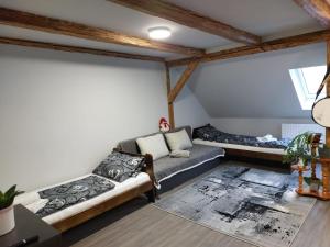 a living room with a couch and a table at Apartmány Arin in Jáchymov