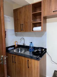 una cocina con fregadero y encimera en Terus studio, en Nanyuki