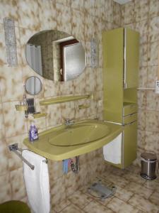 巴特迪尔海姆B&B Zur Tanne的带绿色水槽和镜子的浴室