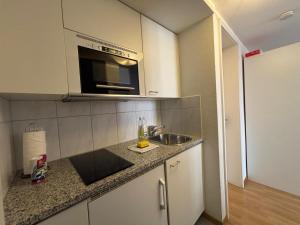 una piccola cucina con lavello e microonde di Studio at famous Storchengasse - Stork 45 a Zurigo Altre 5 foto