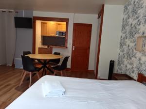 Ένα ή περισσότερα κρεβάτια σε δωμάτιο στο Grand studio en montagne