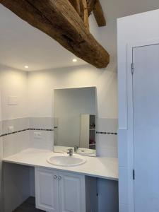 a bathroom with a sink and a mirror at Au plaisir de l'ivoie in Le May-sur-Èvre