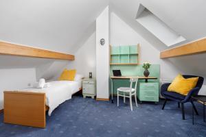 Ένα ή περισσότερα κρεβάτια σε δωμάτιο στο Cozy house close to Ljubljana center