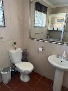 a bathroom with a toilet and a sink and a mirror at 4 On Susanna in Kimberley