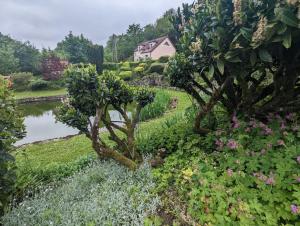een tuin met bloemen en een huis op de achtergrond bij Le nancery in Langres +16 foto's