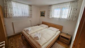 拜尔里舍艾森施泰恩Arber Haus Paula的一间卧室，床上有两个白色枕头