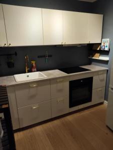 Una cocina o cocineta en In the middle of the city, garden and parking!