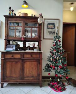 Un árbol de Navidad en la esquina de una habitación en LOFT en Condominio Central, en Campinas 21 fotos más