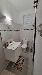 ein weißes Badezimmer mit Waschbecken und Toilette in der Unterkunft Osvalley Résidence in Basse-Terre