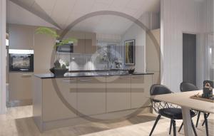 HasmarkNice Home In Otterup With Sauna的带水槽和桌椅的厨房