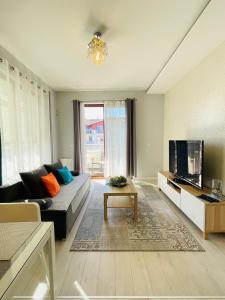 Un televizor și/sau centru de divertisment la Gdansk Neptun Park apartament przy plaży