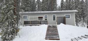 ein kleines Haus im Schnee im Wald in der Unterkunft Tapio in Syöte