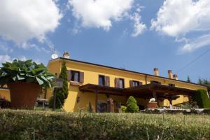 żółty dom z doniczką przed nim w obiekcie Masseria Monte Pizzi w mieście Carovilli