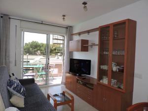 Lcd - Barcelona في ميامي بلاتجا: غرفة معيشة مع أريكة وتلفزيون