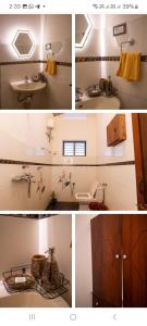 a collage of four pictures of a bathroom at Retreat by Hexa 4 Bedroom with pool and Event Space in Trivandrum