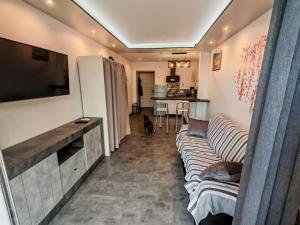 a living room with couches and a flat screen tv at Dolce vita in Menton