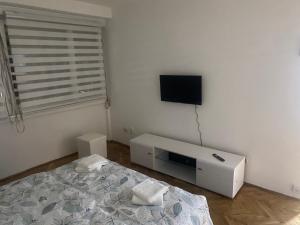 a bedroom with a bed and a tv on the wall at SaS in Vrbas