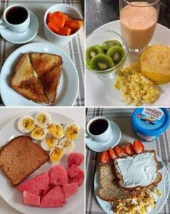 a collage of four pictures of breakfast foods at Residencial Romulo AP 3 in Manaus +15 photos