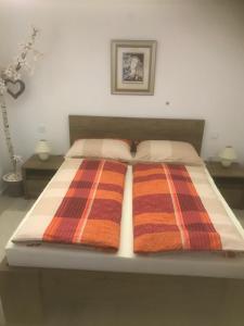 a bed with two blankets on top of it at Villa Mila in Ludbreg +7 photos