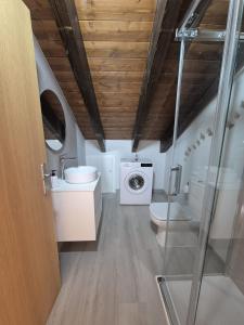 a bathroom with a toilet sink and a washing machine at El Rincón de Escarrilla in Escarrilla +24 photos